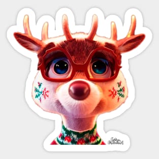 Cute Christmas Reindeer Sticker